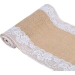 Chemin de table toile de jute et dentelle pour mariage festival f�te d�corations 30 x 275cm