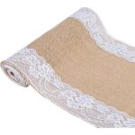 Chemin de table toile de jute et dentelle pour mariage festival f�te d�corations 30 x 275cm