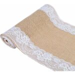 Chemin de table toile de jute et dentelle pour mariage festival fte dcorations 30 x 275cm