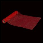Chemin de table tulle rouge paillet argent effet holographique 28 x 500 cm - feeric christmas