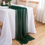 Chemin de table, vert fonc�, 75 x 300 cm, d�coration de table de mariage gaze mariage anniversaire f�te ...