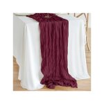 Chemin de table � volants boho rustique rouge pour table d�licate 90x300 cm