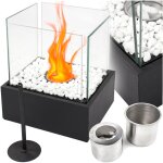 Chemine bio, chemine bio sur pied pour terrasse, table en verre, jardin, debout