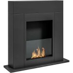 Chemine biothanol design contemporain - brleur 0, 9 l - contrle de flamme inclus - acier noir verre ...