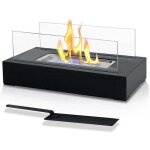Chemin�e bio�thanol?chemin�e �thanol de table - portable, r�ctangulaire, noir, en acier inoxydable, 2 ...