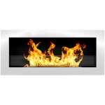 Chemin�e bio�thanol livorno blanc 90x12x40 cm avec verre ? � fixer au mur ou encastrer