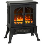 Chemine lectrique - homcom - 1800 / 900 w - effet flamme 3d, thermostat rglable - plastique - 39x24x48cm ...