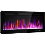 Chemine lectrique - homcom - mural ou encastrable - 900w / 1800w - effet flamme  5 luminosits - acier ...