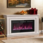 Chemin�e �lectrique mural & encastrable 42 zoll avec 12 couleurs de flammes r�glables, thermostat r�glable, ...