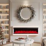 Chemin�e �lectrique murale 152 cm - finition brillante ? t�l�commande, r�glage flamme / lumi�re, chauffage ...