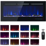 Redom chemin�e �lectrique murale et encastrable, 12 couleurs de flammes r�glables, thermostat r�glable, ...