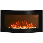 Chemin�e �lectrique murale noire 89, 2x13. 5x48cm - effet flamme led 7 couleurs - chauffage 1000 / 2000 ...