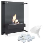 Chemine thanol murale glass avec vitre tv kit d'accessoires