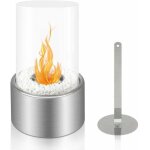 Chemin�e �thanol de table, 16. 5 x 16. 5 x 27. 5 cm, argent