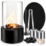 Chemine de table extrieure, chemine thanol intrieure avec couvercle en verre coupe - vent, mini ...