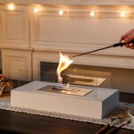 Chemine de table avec verre double face de 35, 6 cm de long, brasero de table portable  combustion ...