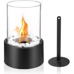 Chemin�e de table - xmtech - portable - bio�thanol - 16cm x h 27cm - noir