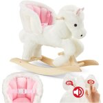 Cheval  bascule en peluche structure acier 30 x 69, 5 56 cm blanc