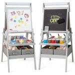 Chevalet 3 en 1 pour enfants avec tableau noir tableau blanc et rouleau de papier