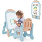 Chevalet d'art pour enfants avec chaise, rglable en hauteur et pliable, tableau blanc et bote de rangement, ...