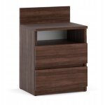 Chevet hit plus commode 40x32x59 cm - 2 tiroirs et une �tag�re, ch�ne weng�, moderne, chevet de chambre, ...