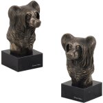 Chien chinois � cr�te - statuette de chien, buste sur socle en pierre, sculpture, troph�e pour une exposition ...