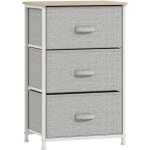 Chiffonnier 3 tiroirs mason blanc et gris clair Chiffonnier 3 tiroirs mason blanc et gris clair