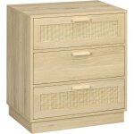 Chiffonnier 3 tiroirs rotin savannah effet bois clair