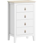Homcom - chiffonnier 4 tiroirs sur pieds dim. 60 x 40 x 98 cm poignes pu mtal dor blanc effet bois ...