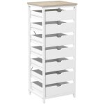 Chiffonnier 7 tiroirs mino blanc et bois