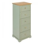 Chiffonnier meuble de rangement avec 5 tiroirs, vert c�ladon - longueur 45 x profondeur 39 x hauteur ...