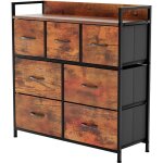 Chiffonnier tissu chorley 7 tiroirs style rustique h 85. 2 x l 83 x p 29 cm, brun - rustique