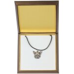 Chihuahua � poil court - collier avec chien dans un coffret cadeau, m�daillon plaqu� argent pour les ...