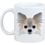 Chihuahua � poil long - mug avec photo et inscription chien g�om�trique art - dog