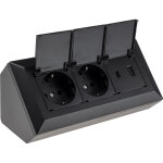 Chilitec bloc multiprise 23953, 2 prises, avec clapets de protection, usb - a + c, noir