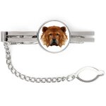 Chow chow - pince  cravate gomtrique avec photo et inscription art - dog
