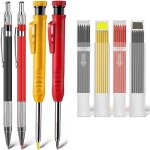 4 pices crayons de charpentier mcaniques avec taille - crayon intgr et 40 recharge, crayons de menuiserie ...