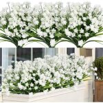 Plante fleurie artificielle plantes et fleurs artificielles d'extrieur rsistantes aux uv blanc 8pcs ...