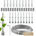 Support pour plante grimpante, kit complet en inox avec support mural et corde diamtre 3mm (longueur ...