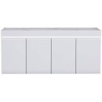 Chris white - buffet 4 portes laqu� blanc brillant plateau imitation marbre avec led