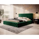 Christiana - lit coffre - 160x200 - sommier inclus - en velours - vert Christiana - lit coffre - 160x200 - sommier inclus - en velours - vert