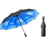 Ciel bleu et nuages blancs parapluie  trois volets entirement automatique portable coupe - vent protection ...