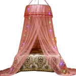 Ciel de lit moustiquaire pour filles, ciel de lit rond princesse en voile, tente de lit moustiquaire ...