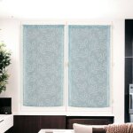Paire de voilages effet lin imprims gomme finition passe - tringle - bleu - 60 x 90 cm - prt a poser ...