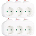 Cilia lot de 2 multiprise murale avec 3 interrupteurs individuels, adaptateur secteur 3 prises schuko ...