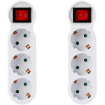 Cilia lot de 2 multiprise murale 3 prises schuko avec interrupteur, adaptateur secteur 3 en 1 sans fil, ...