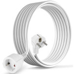 Cilia rallonge �lectrique 5m schuko 16a 3680w, c�ble d'extension blanc avec fiche coud�e 90� et terre, ...