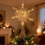Cimier de sapin de no�l avec 20 lumi�res led, d�coration d'�toile pour le sommet du sapin de no�l, �toile ...