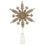 Cimier de sapin paillet flocon 23cm or - paris prix