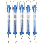Cinq dynamomtres  ressort cylindriques transparents pour expriences de physique, 1n, 5n, 10n, 20n, ...